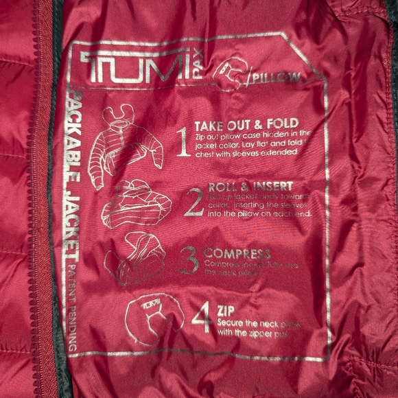 Tumi Clairmont Packable Travel Down Puffer Jacket Pink Women's Medium - Picture 7 of 11